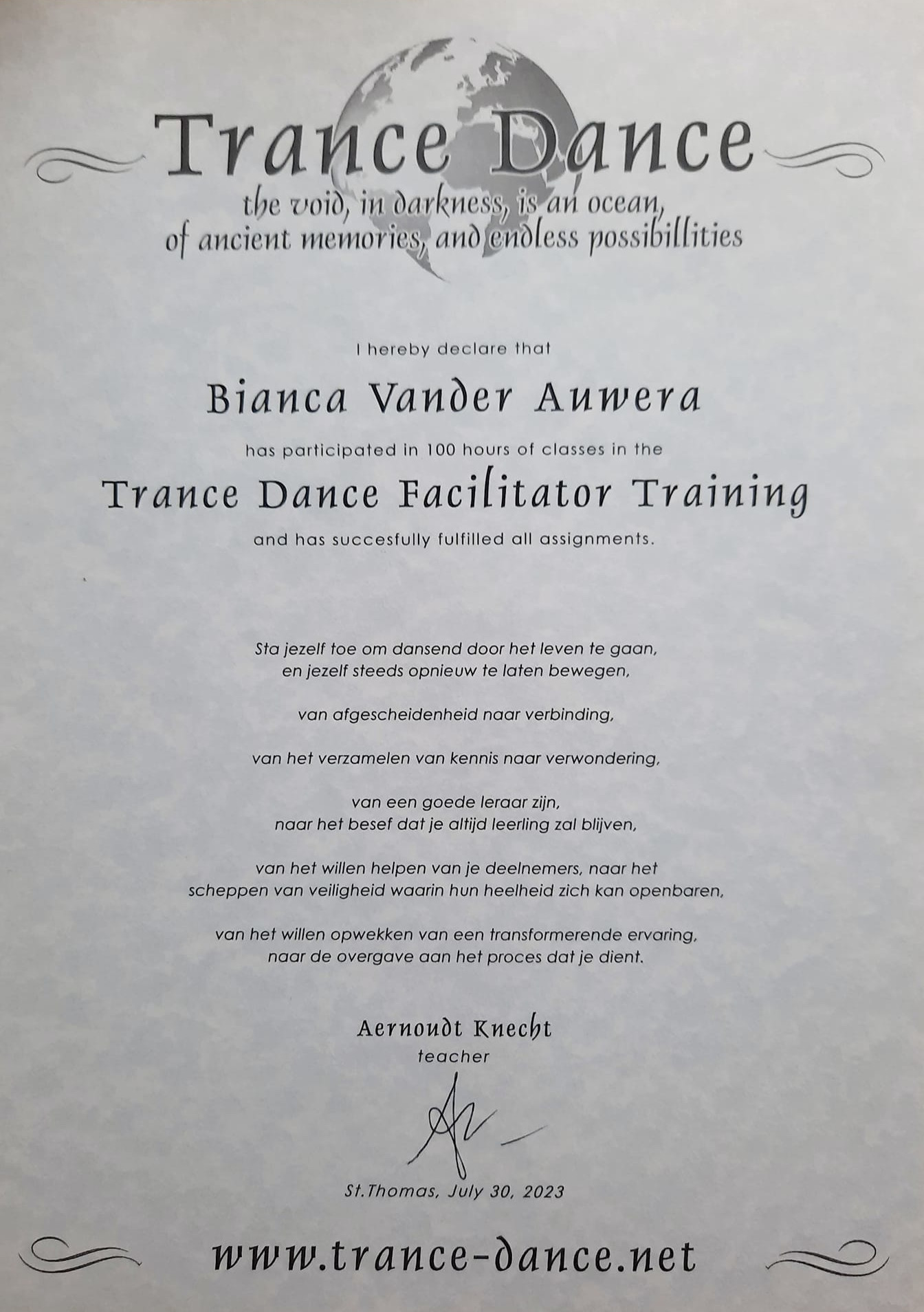 Trance Dance Facilitator Certificate